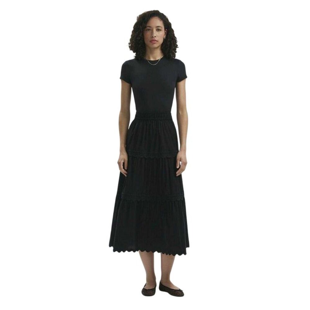 Finery Womens/Ladies Tiered Cotton Poplin Maxi Skirt / Black